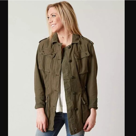 Free People Not Your Brothers Olive Surplus Army Military Cargo Jacket (M) - Picture 1 of 10